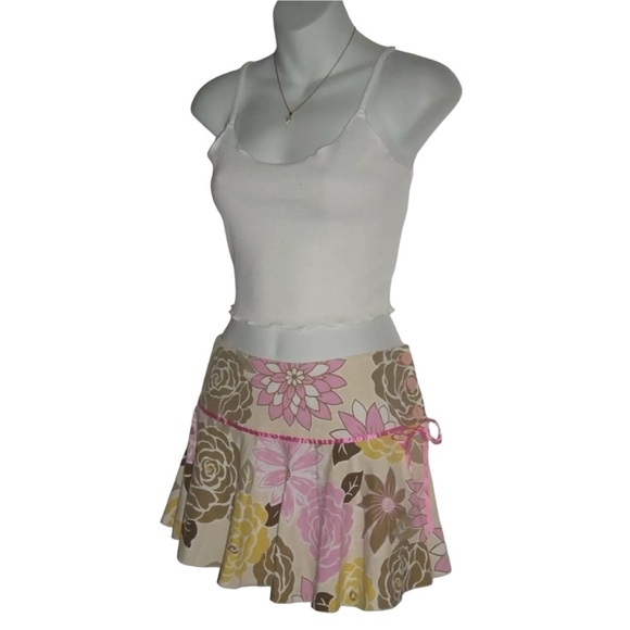 Rave Skirt Vintage 90's Mini Pink Floral Ribbon Coquette Mean Girls y2k Kawaii 3 - Picture 4 of 13